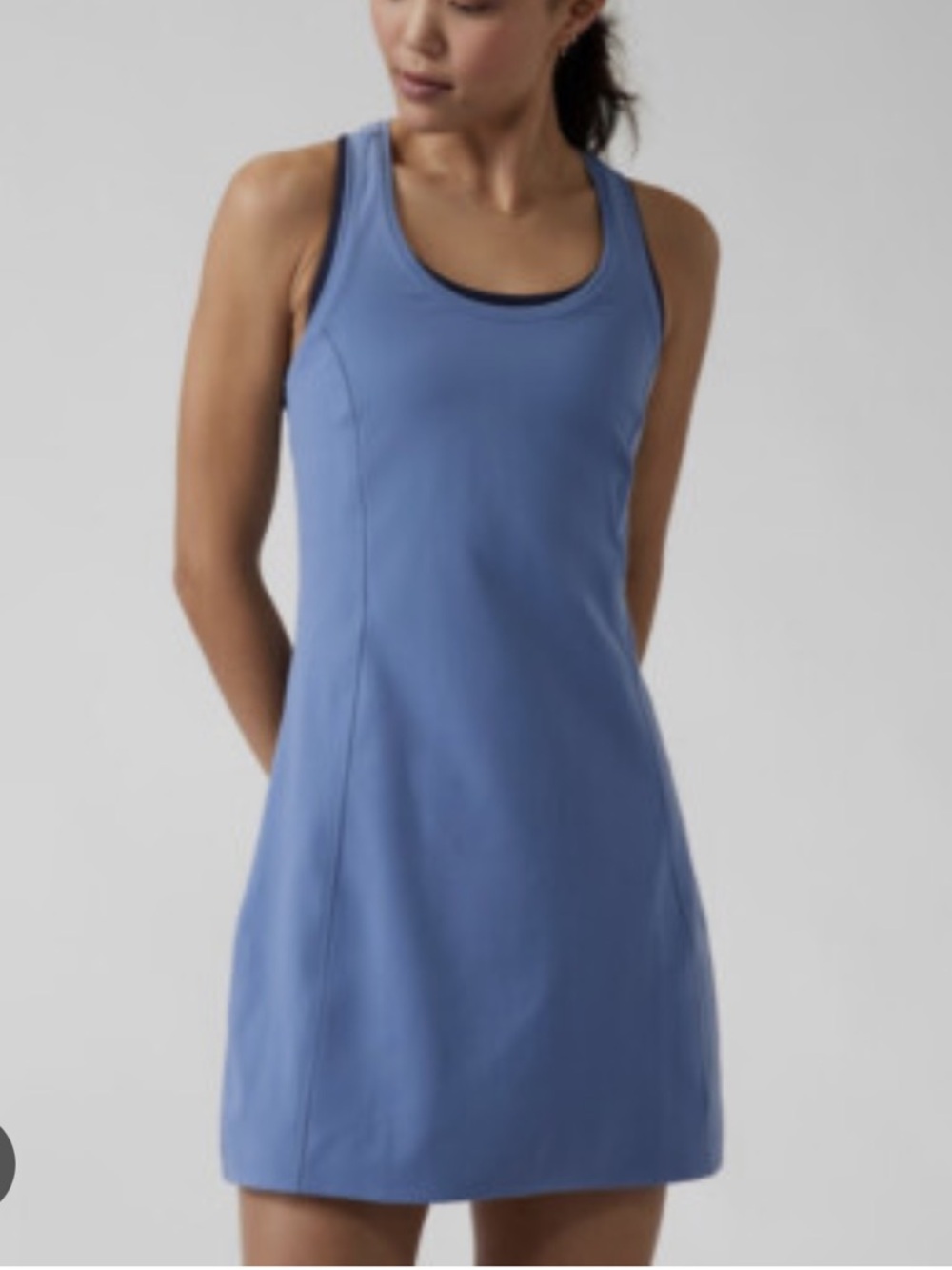 Like new! Athleta On My Way Dress Cottage Blue Medium!